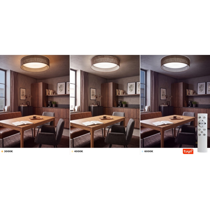 BRILAGI - VELVET SMARTIX Dimmable LED Ceiling Light LED/36W/230V 3000-6000K Ø 55 cm Brown Wi-Fi Tuya Beacon + Remote Control