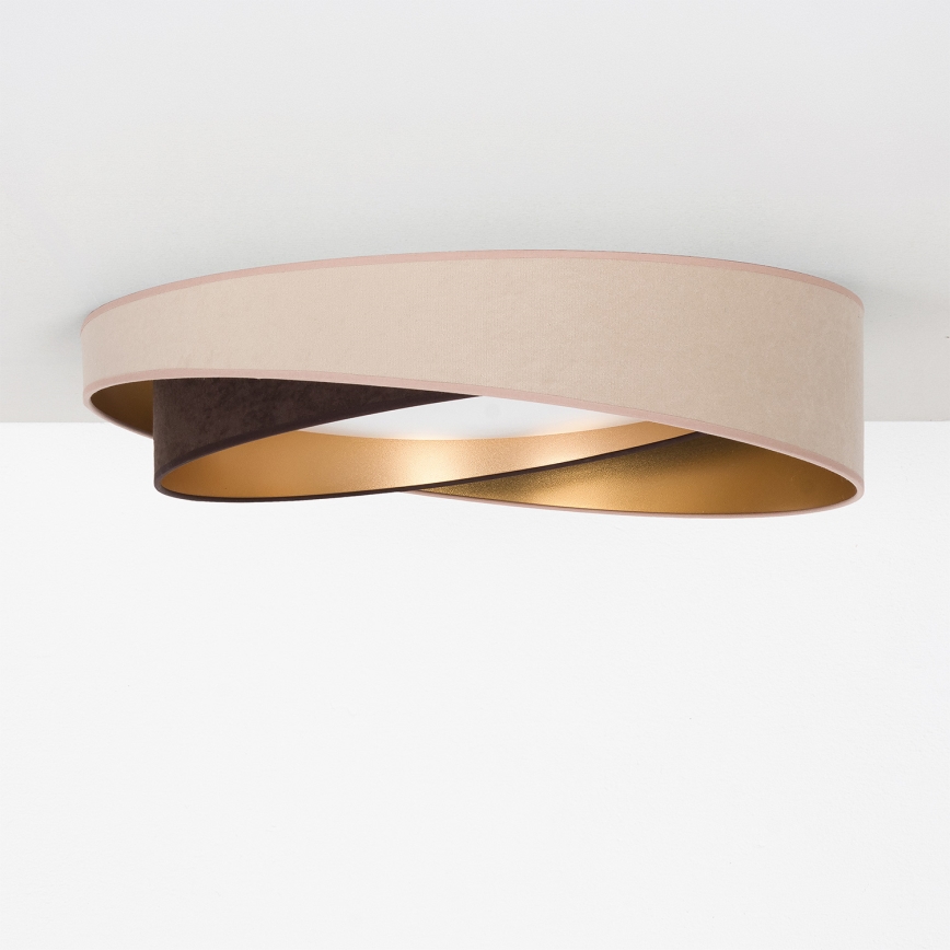 BRILAGI - Dimmable LED ceiling light VELVET TWIST LED/36W/230V 3000-6000K Ø 65 cm Wi-Fi Tuya Beacon beige/brown/gold + remote control