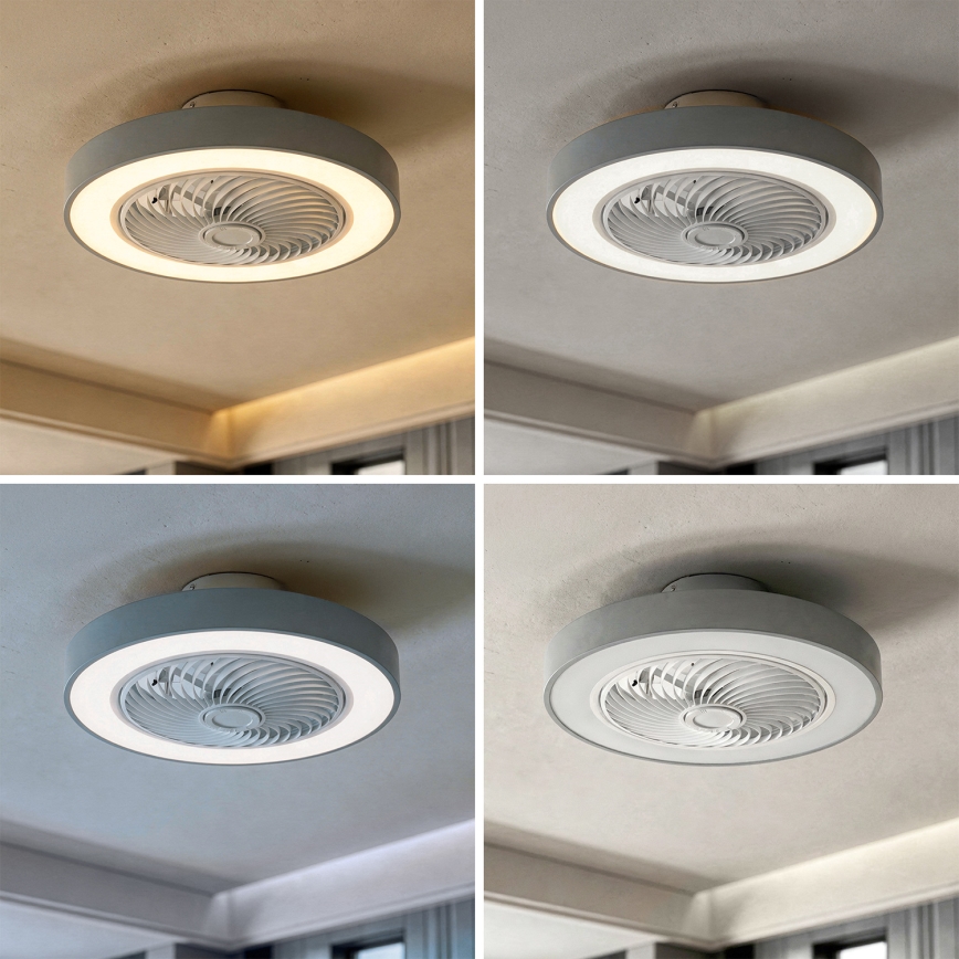 Brilagi - Dimmable LED ceiling light with integrated fan LED/38W/230V 3000-6500K Ø 50 cm gray + remote control