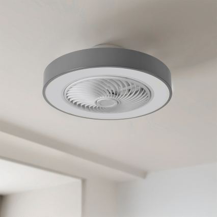 Brilagi - Dimmable LED ceiling light with integrated fan LED/38W/230V 3000-6500K Ø 50 cm gray + remote control
