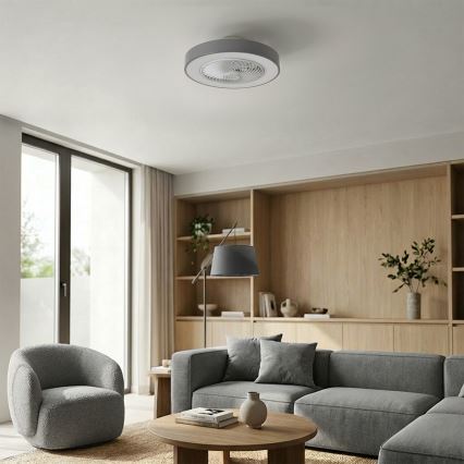 Brilagi - Dimmable LED ceiling light with integrated fan LED/38W/230V 3000-6500K Ø 50 cm gray + remote control
