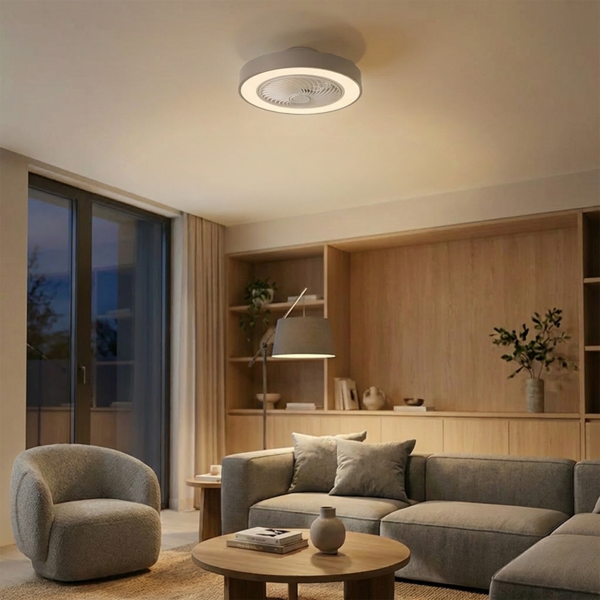Brilagi - Dimmable LED ceiling light with integrated fan LED/38W/230V 3000-6500K Ø 50 cm gray + remote control