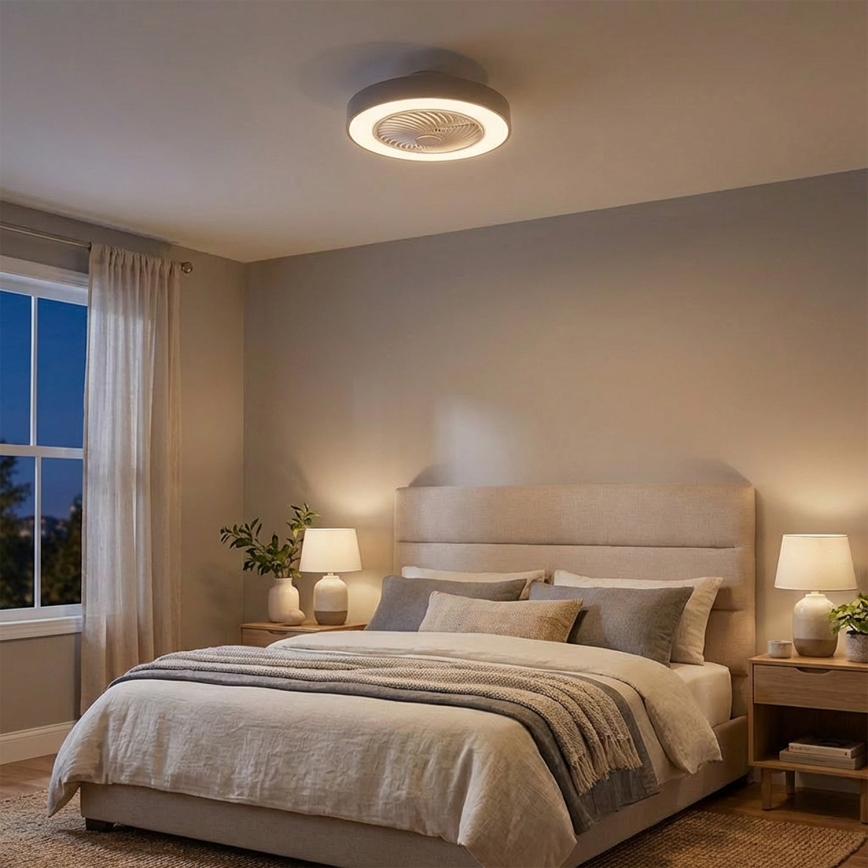 Brilagi - Dimmable LED ceiling light with integrated fan LED/38W/230V 3000-6500K Ø 50 cm gray + remote control
