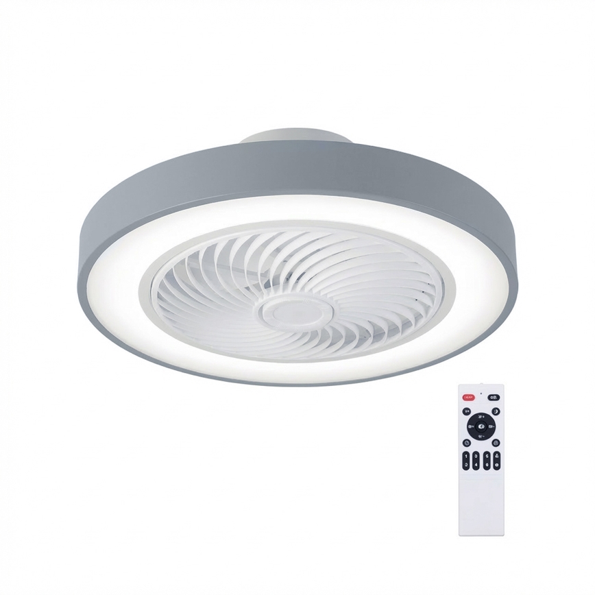 Brilagi - Dimmable LED ceiling light with integrated fan LED/38W/230V 3000-6500K Ø 50 cm gray + remote control