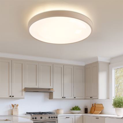 Brilagi - Dimmable LED Ceiling Light GLASS POOL DOUBLE LED/80W/230V 3000-6000K 60 cm Beige + Remote Control