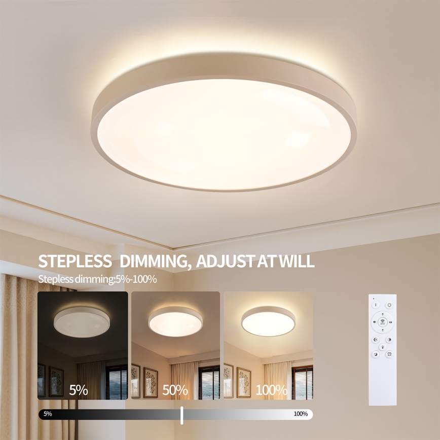 Brilagi - Dimmable LED Ceiling Light GLASS POOL DOUBLE LED/80W/230V 3000-6000K 60 cm Beige + Remote Control