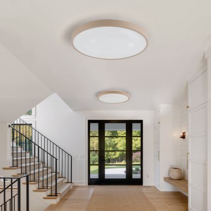 Brilagi - Dimmable LED Ceiling Light GLASS POOL DOUBLE LED/80W/230V 3000-6000K 60 cm Beige + Remote Control