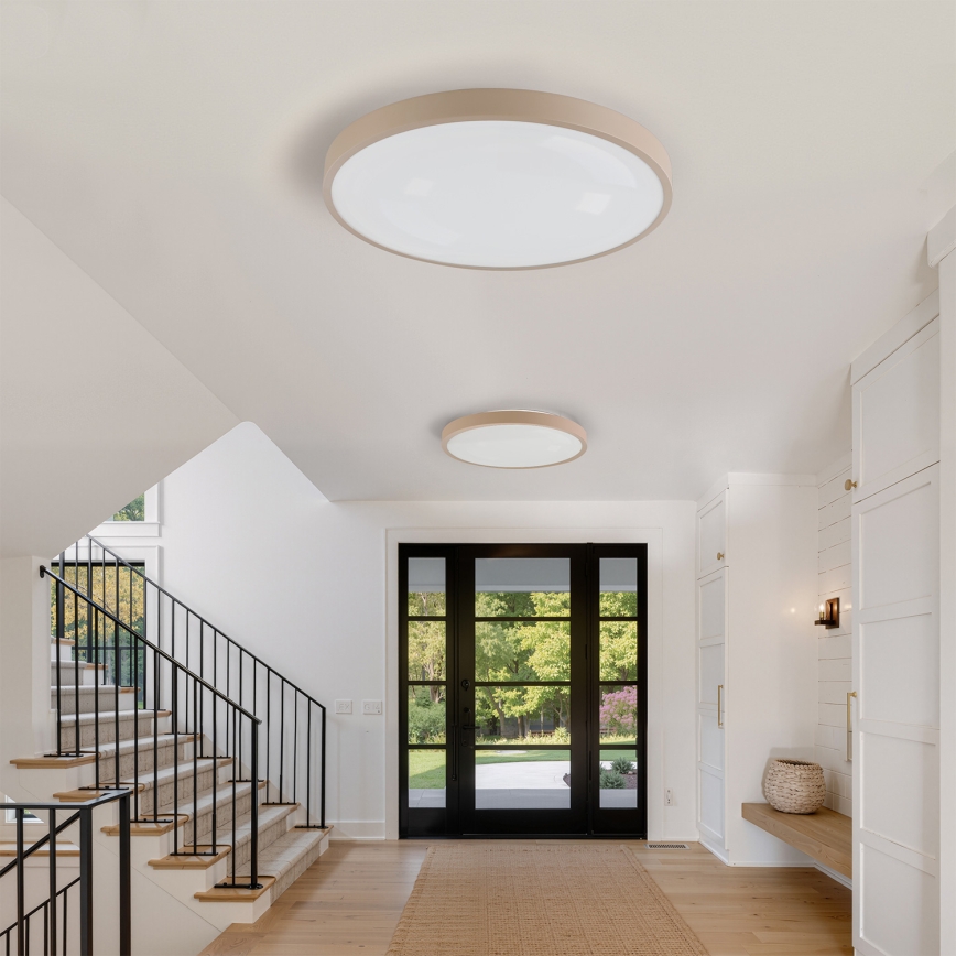 Brilagi - Dimmable LED Ceiling Light GLASS POOL DOUBLE LED/80W/230V 3000-6000K 60 cm Beige + Remote Control