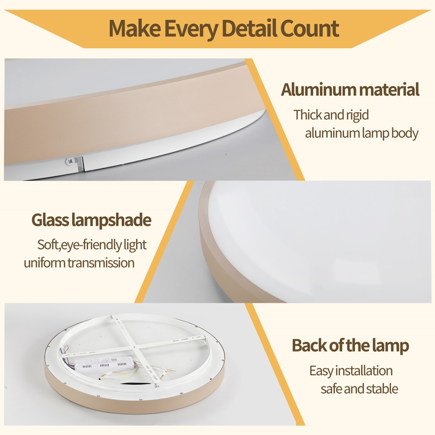 Brilagi - Dimmable LED Ceiling Light GLASS POOL DOUBLE LED/80W/230V 3000-6000K 60 cm Beige + Remote Control