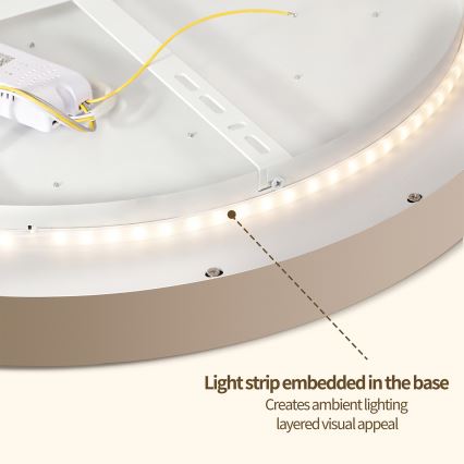 Brilagi - Dimmable LED Ceiling Light GLASS POOL DOUBLE LED/80W/230V 3000-6000K 60 cm Beige + Remote Control