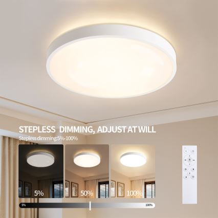 Brilagi - Dimmable LED ceiling light GLASS POOL DOUBLE LED/80W/230V 3000-6000K 60 cm white + remote control
