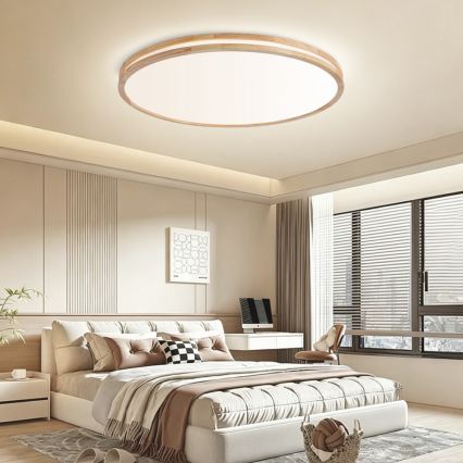 BRILAGI - MOLINA LED Dimmable Ceiling Light LED/128W/230V 3000-6000K Oak Ø 100 cm + Remote Control