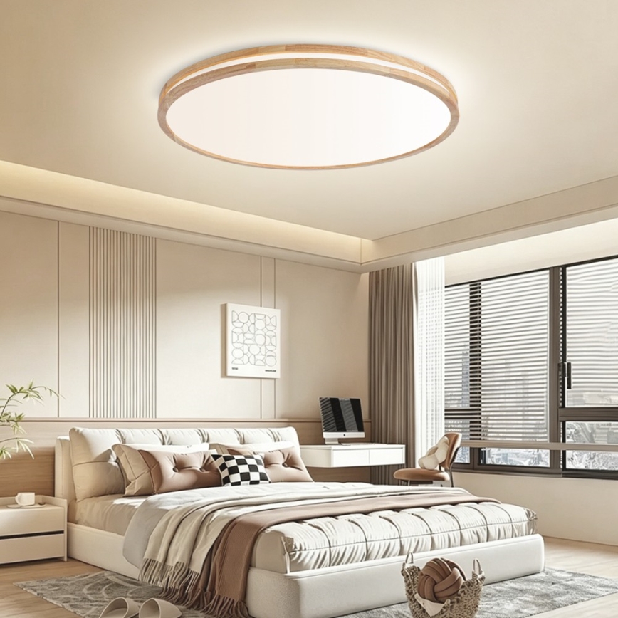 BRILAGI - MOLINA LED Dimmable Ceiling Light LED/128W/230V 3000-6000K Oak Ø 100 cm + Remote Control