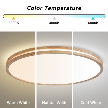 BRILAGI - MOLINA LED Dimmable Ceiling Light LED/128W/230V 3000-6000K Oak Ø 100 cm + Remote Control