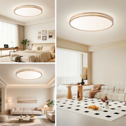 BRILAGI - MOLINA LED Dimmable Ceiling Light LED/128W/230V 3000-6000K Oak Ø 100 cm + Remote Control