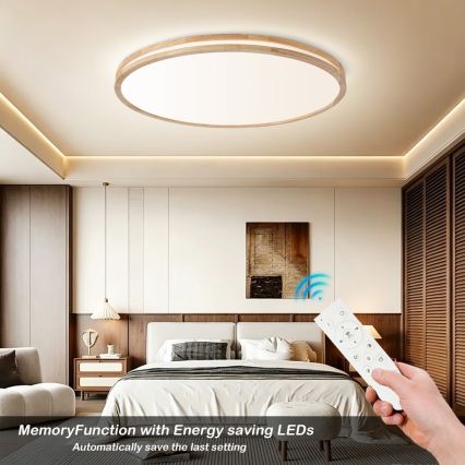 BRILAGI - MOLINA LED Dimmable Ceiling Light LED/128W/230V 3000-6000K Oak Ø 100 cm + Remote Control