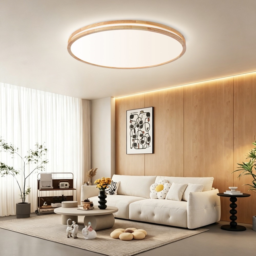 BRILAGI - MOLINA LED Dimmable Ceiling Light LED/128W/230V 3000-6000K Oak Ø 100 cm + Remote Control