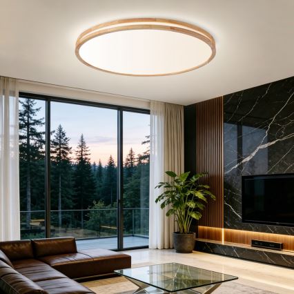 BRILAGI - MOLINA LED Dimmable Ceiling Light LED/128W/230V 3000-6000K Oak Ø 100 cm + Remote Control