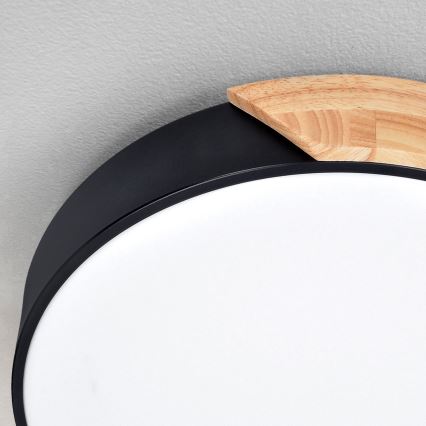 Brilagi - Dimmable PILANA LED Ceiling Light, 60W/230V, oak/black, Ø 58.5 cm + remote control