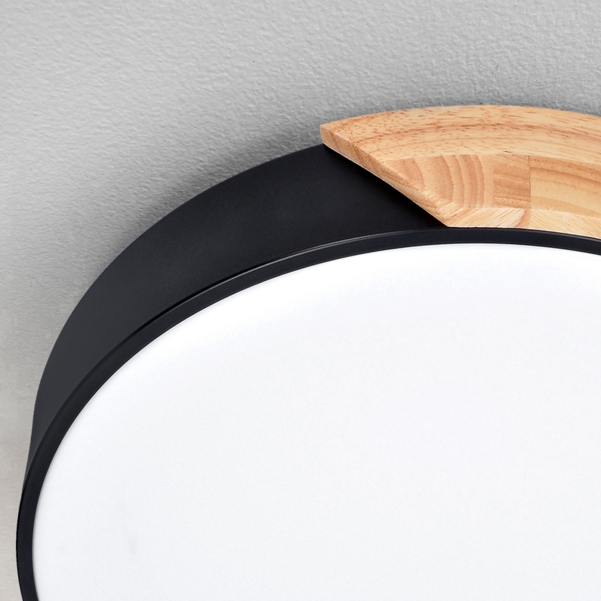 Brilagi - Dimmable PILANA LED Ceiling Light, 60W/230V, oak/black, Ø 58.5 cm + remote control