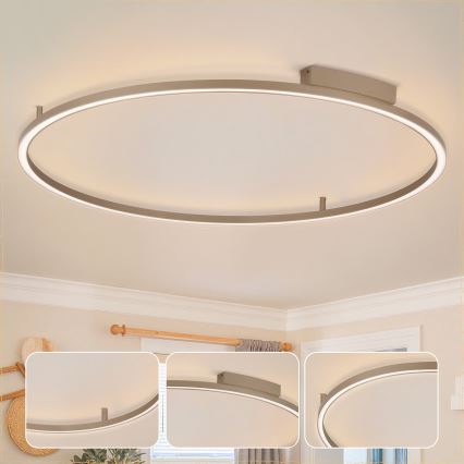 Brilagi - PORTOFINO Dimmable LED Ceiling Light, 85W, 230V, 3000–6000K, Ø 120 cm, Beige + Remote Control