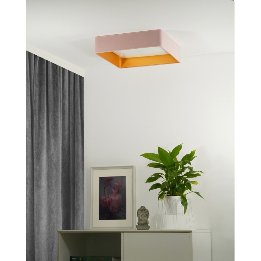 Brilagi - VELVET SQUARE LED Dimmable Ceiling Light LED/24W/230V 43x43 cm 3000/4000/6500K + Remote Control Pink
