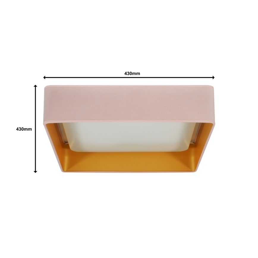Brilagi - VELVET SQUARE LED Dimmable Ceiling Light LED/24W/230V 43x43 cm 3000/4000/6500K + Remote Control Pink