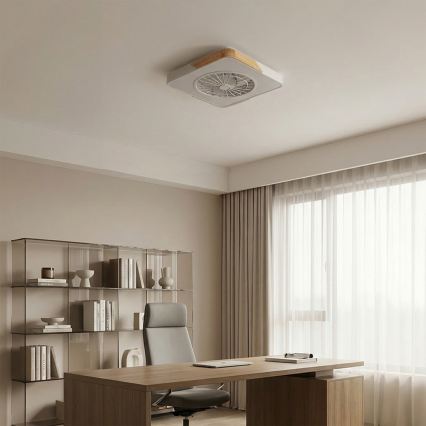 Brilagi - Dimmable LED ceiling light with fan LED/38W/230V 3000-6500K 50x50 cm white/oak + remote control