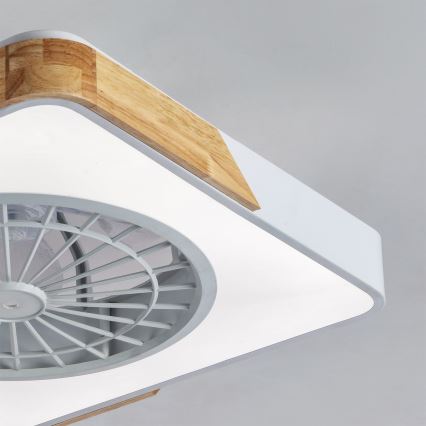 Brilagi - Dimmable LED ceiling light with fan LED/38W/230V 3000-6500K 50x50 cm white/oak + remote control