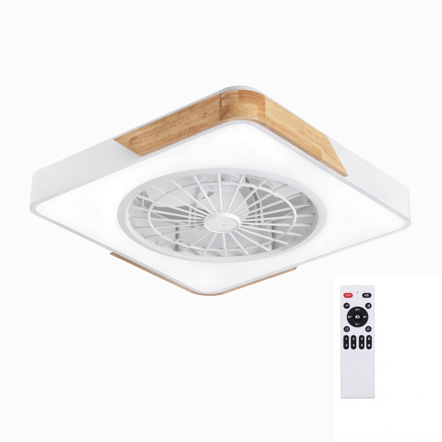 Brilagi - Dimmable LED ceiling light with fan LED/38W/230V 3000-6500K 50x50 cm white/oak + remote control