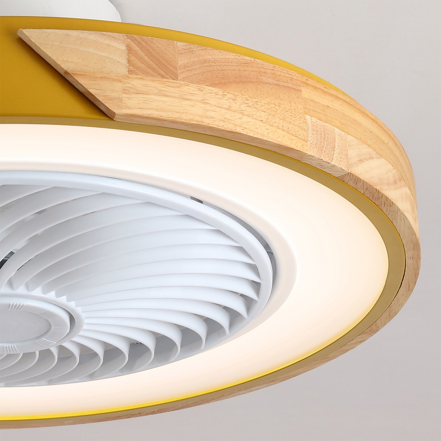 Brilagi - Dimmable LED Ceiling Light with Fan, 38W/230V, 3000–6500K, Ø 50 cm, Gold/Oak + Remote Control