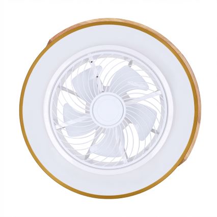 Brilagi - Dimmable LED Ceiling Light with Fan, 38W/230V, 3000–6500K, Ø 50 cm, Gold/Oak + Remote Control