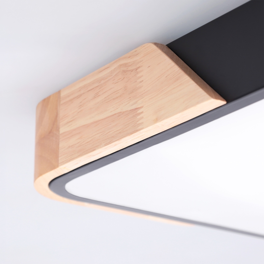 Brilagi - Dimmable LED Ceiling Light PILANA LED/48W/230V 3000-6500K Oak/Black 42x42 cm + Remote Control