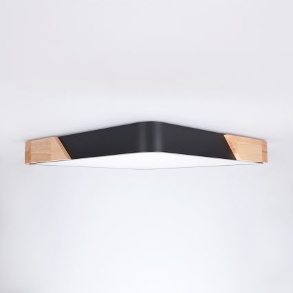 Brilagi - Dimmable LED Ceiling Light PILANA LED/48W/230V 3000-6500K Oak/Black 42x42 cm + Remote Control