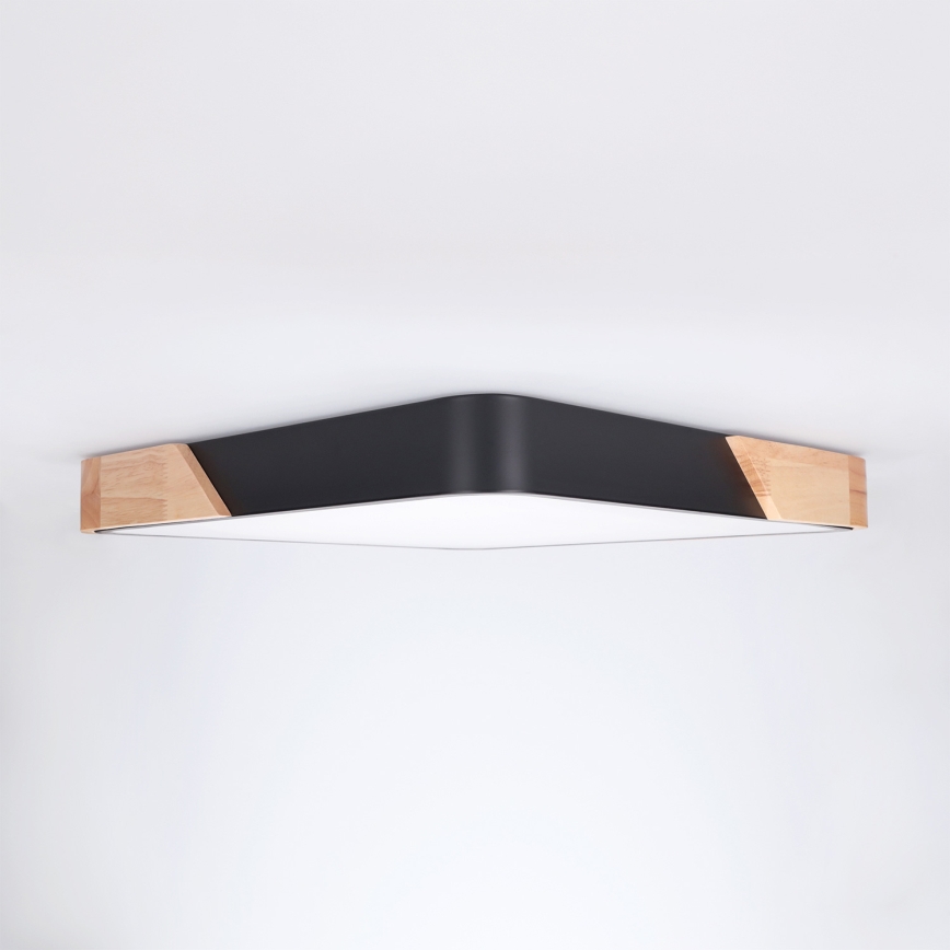 Brilagi - Dimmable LED Ceiling Light PILANA LED/48W/230V 3000-6500K Oak/Black 42x42 cm + Remote Control