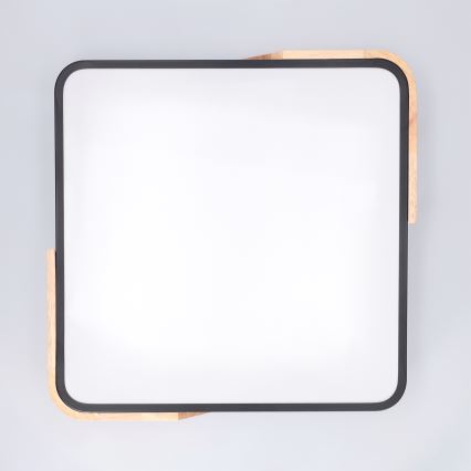 Brilagi - Dimmable LED Ceiling Light PILANA LED/48W/230V 3000-6500K Oak/Black 42x42 cm + Remote Control