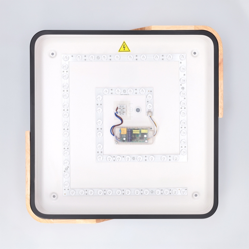 Brilagi - Dimmable LED Ceiling Light PILANA LED/48W/230V 3000-6500K Oak/Black 42x42 cm + Remote Control