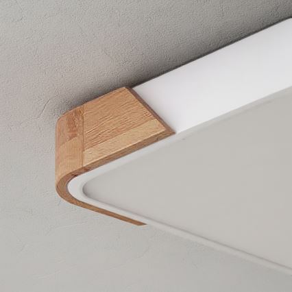 Brilagi - PILANA 48W LED Dimmable Ceiling Light 230V, 3000–6500K, Oak/White, 42×42 cm + Remote Control