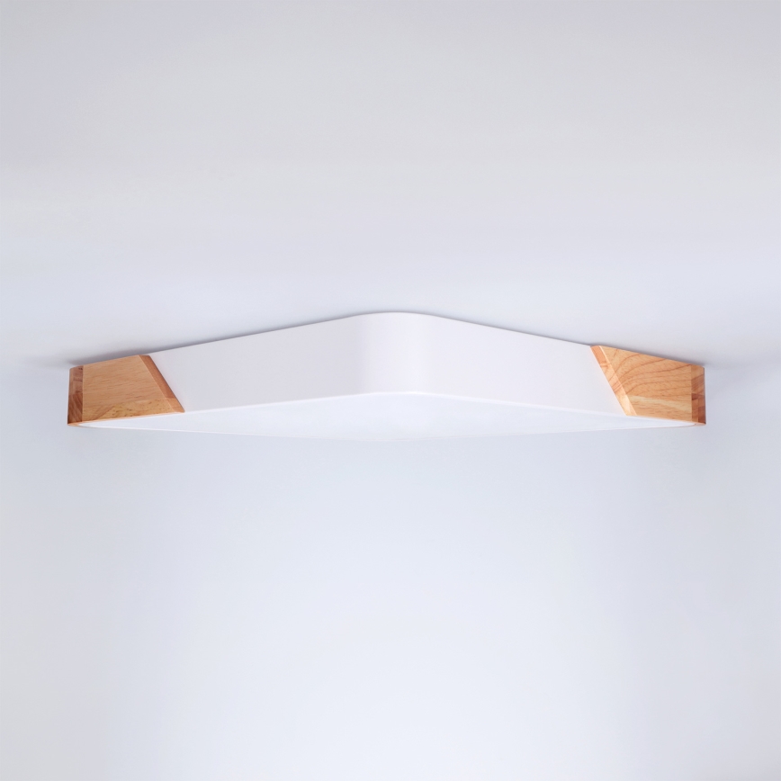 Brilagi - PILANA 48W LED Dimmable Ceiling Light 230V, 3000–6500K, Oak/White, 42×42 cm + Remote Control