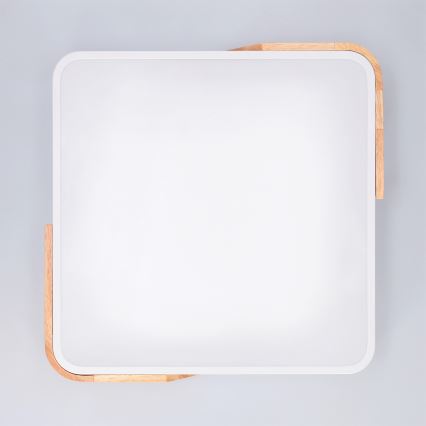 Brilagi - PILANA 48W LED Dimmable Ceiling Light 230V, 3000–6500K, Oak/White, 42×42 cm + Remote Control