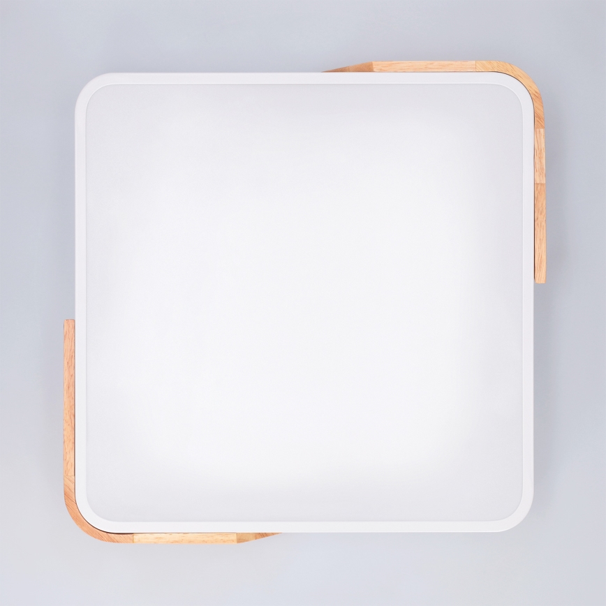 Brilagi - PILANA 48W LED Dimmable Ceiling Light 230V, 3000–6500K, Oak/White, 42×42 cm + Remote Control