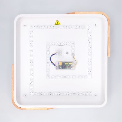 Brilagi - PILANA 48W LED Dimmable Ceiling Light 230V, 3000–6500K, Oak/White, 42×42 cm + Remote Control