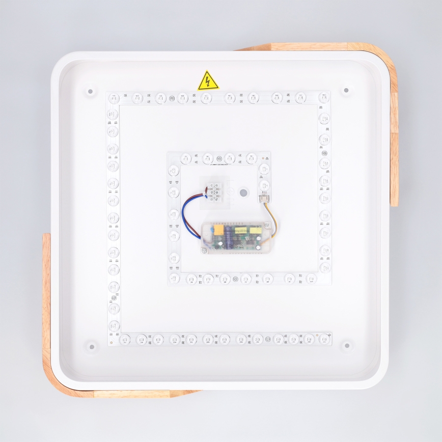 Brilagi - PILANA 48W LED Dimmable Ceiling Light 230V, 3000–6500K, Oak/White, 42×42 cm + Remote Control