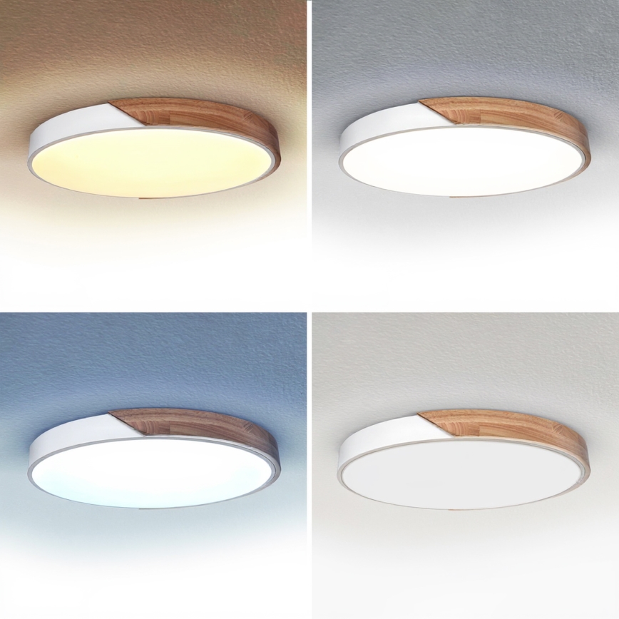 Brilagi - Dimmable LED Ceiling Light PILANA LED/60W/230V 3000-6500K Oak/White Ø 60 cm + Remote Control