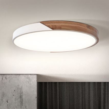 Brilagi - Dimmable LED Ceiling Light PILANA LED/60W/230V 3000-6500K Oak/White Ø 60 cm + Remote Control