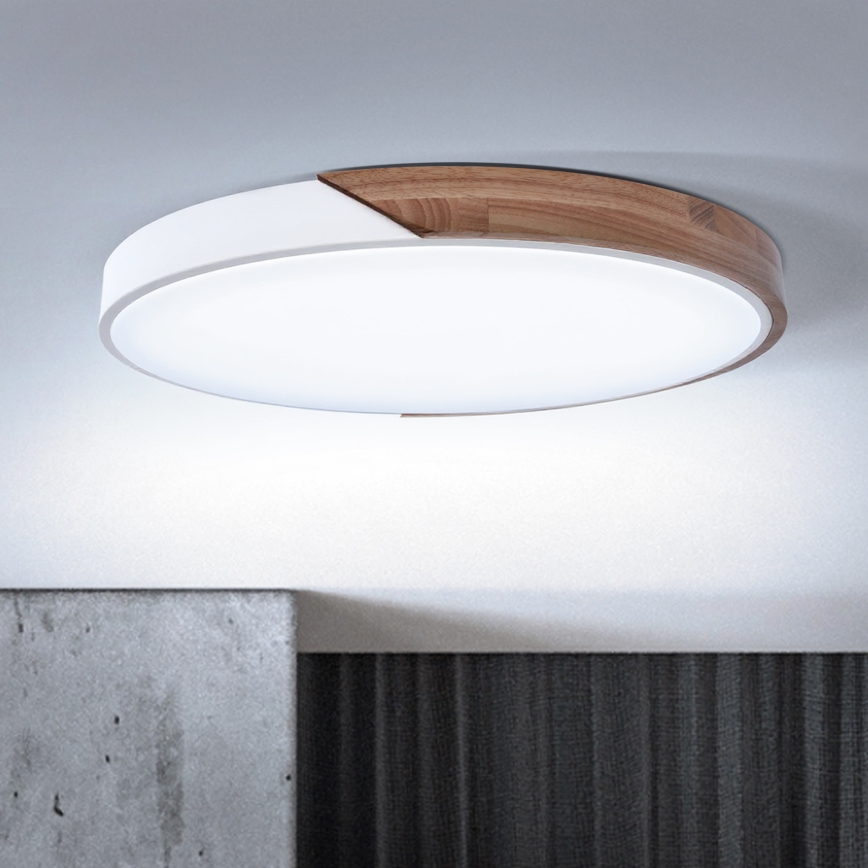 Brilagi - Dimmable LED Ceiling Light PILANA LED/60W/230V 3000-6500K Oak/White Ø 60 cm + Remote Control