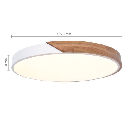 Brilagi - Dimmable LED Ceiling Light PILANA LED/60W/230V 3000-6500K Oak/White Ø 60 cm + Remote Control