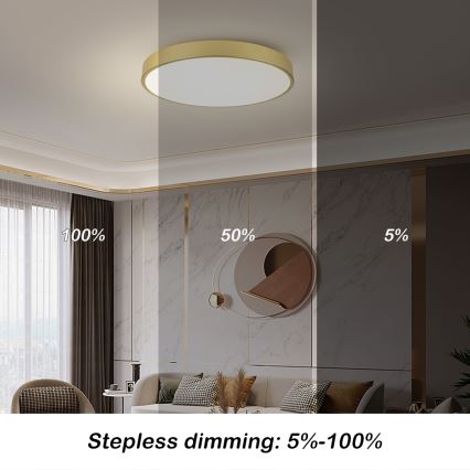 Brilagi - LED Dimmable Ceiling Light POOL SMART LED/100W/230V 3000-6000K 80 cm gold Wi-Fi Tuya + remote control