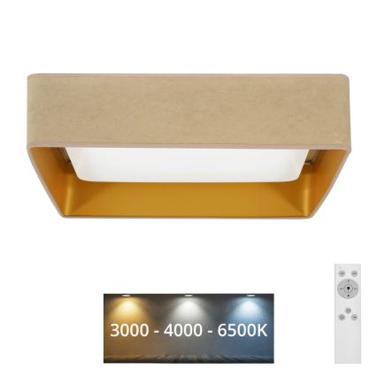 Brilagi - Dimmable LED ceiling light VELVET SQUARE LED/24W/230V 43x43 cm 3000/4000/6500K + remote control beige