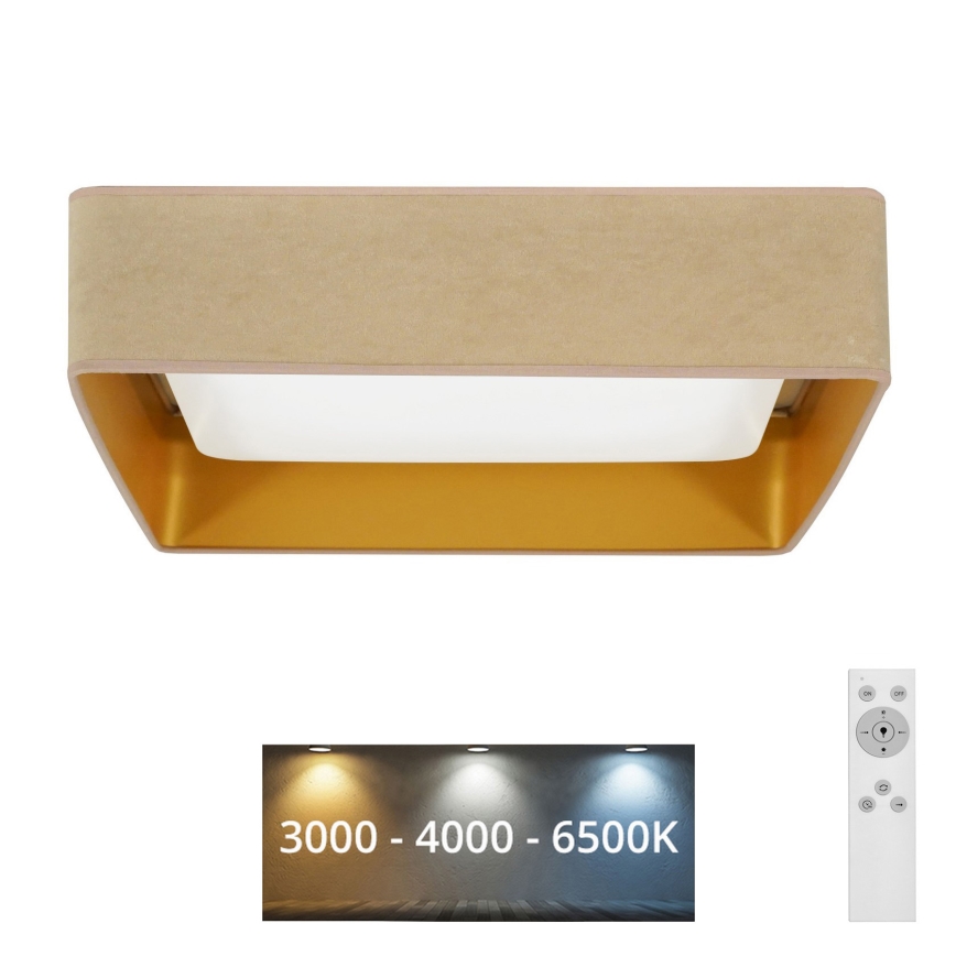 Brilagi - Dimmable LED ceiling light VELVET SQUARE LED/24W/230V 43x43 cm 3000/4000/6500K + remote control beige